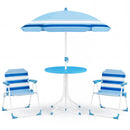 Kids Picnic Table, Outdoor Toddler Patio Furniture Set with 2 Folding Chairs Adjustable Foldable Umbrella
