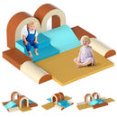 OLAKIDS Toddler Climbing Toys Indoor, 10 Pieces Baby Foam Blocks Soft Play Set with PU Leather