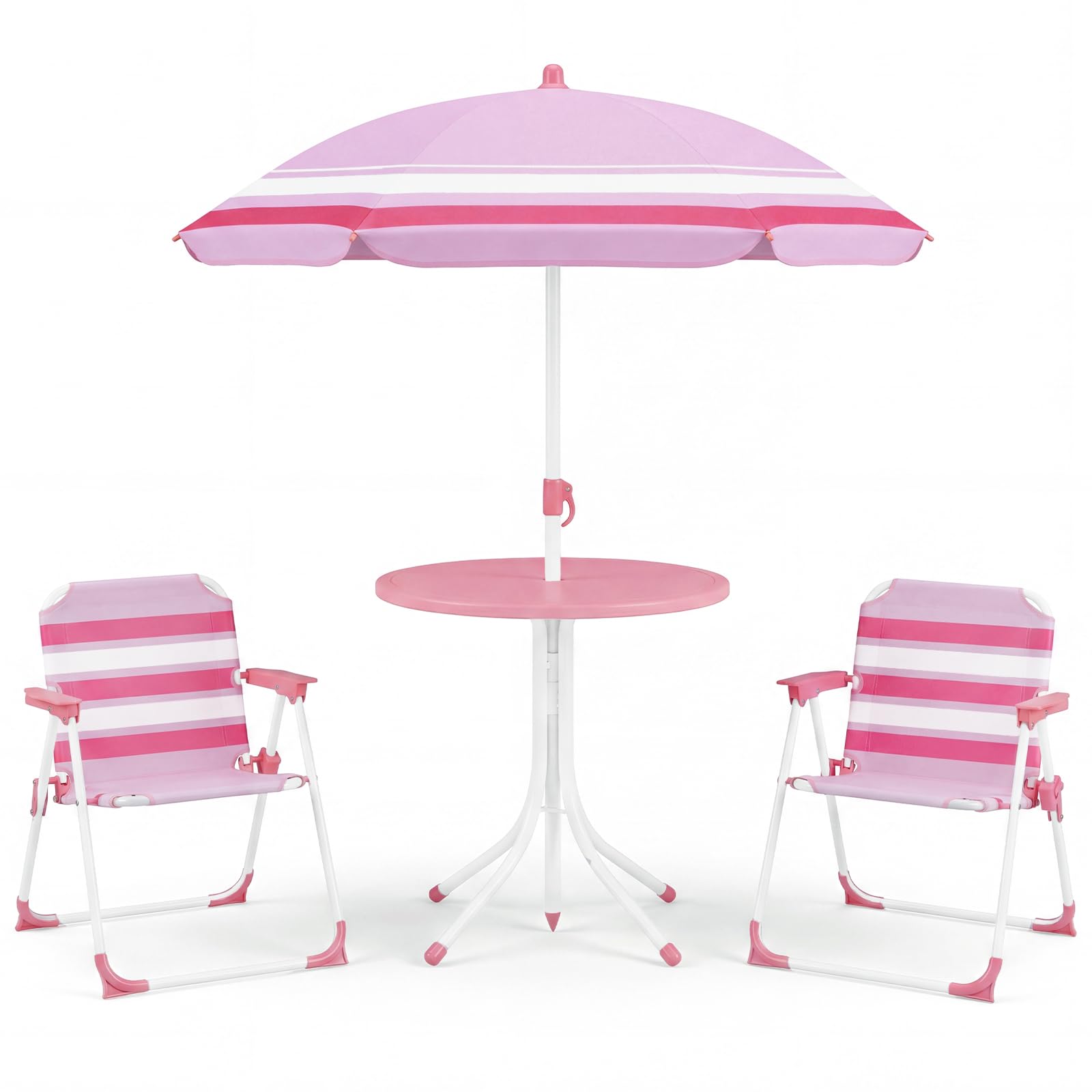 Kids Picnic Table, Outdoor Toddler Patio Furniture Set with 2 Folding Chairs Adjustable Foldable Umbrella