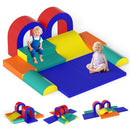 Toddler Climbing Toys Indoor, 10 Pieces Baby Foam Blocks Soft Play Set with PU Leather