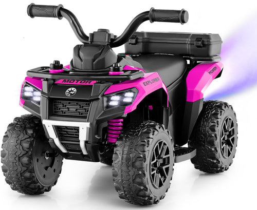 Kids ATV with Spray Function, Remote Control, Storage Trunk