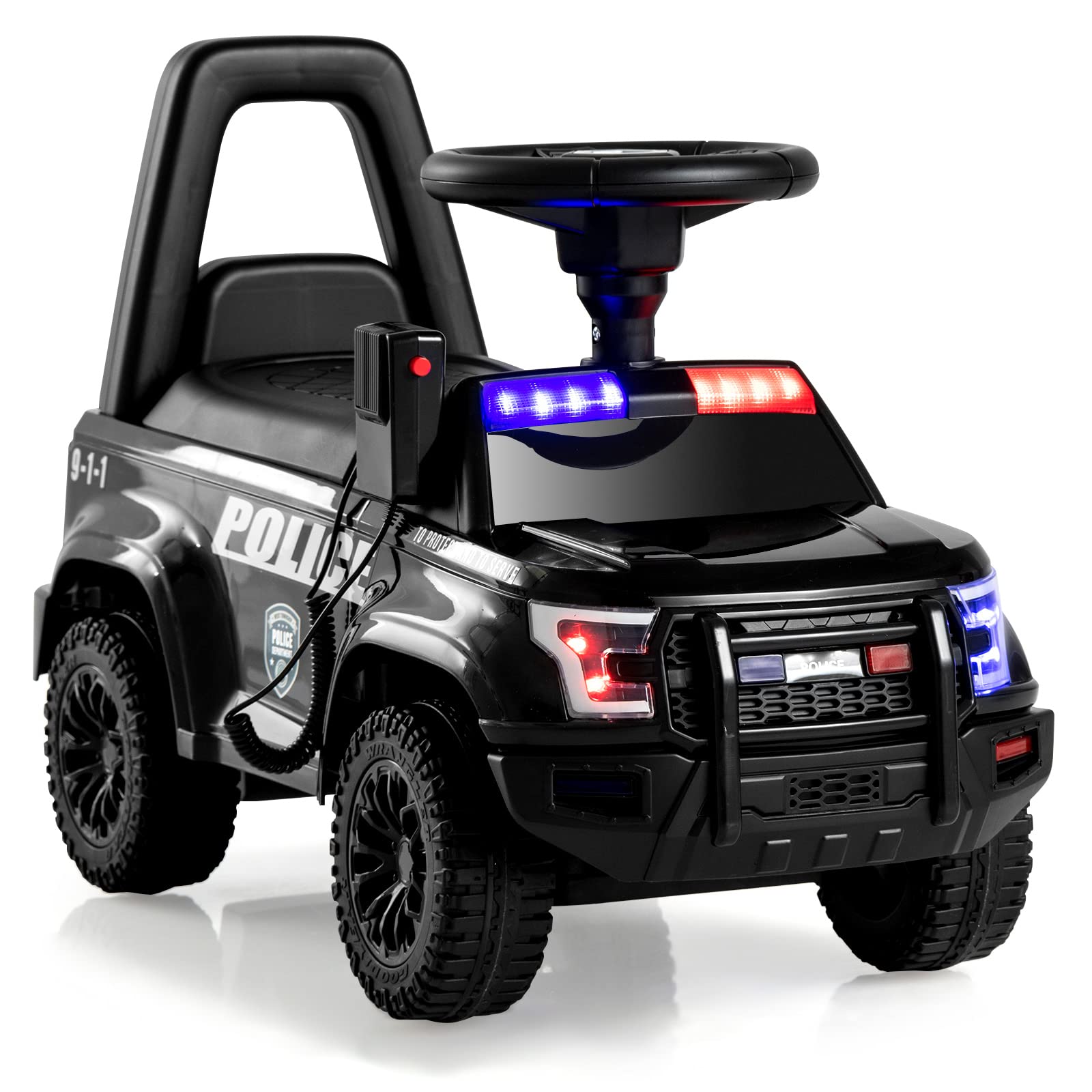 Ride On Push Police Car, Toddler Foot-to-Floor Sliding Toy with Siren