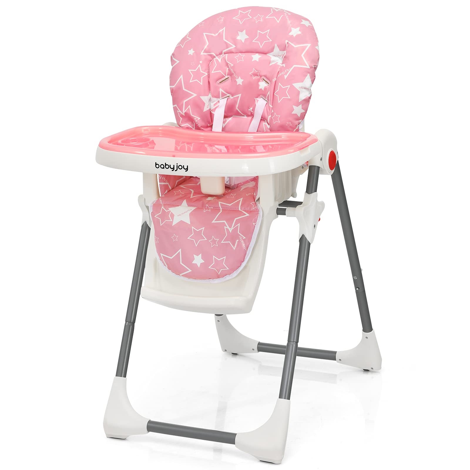 Folding Baby Highchair Eating Feeding Table Booster Seat with 6-Level Height Adjustment