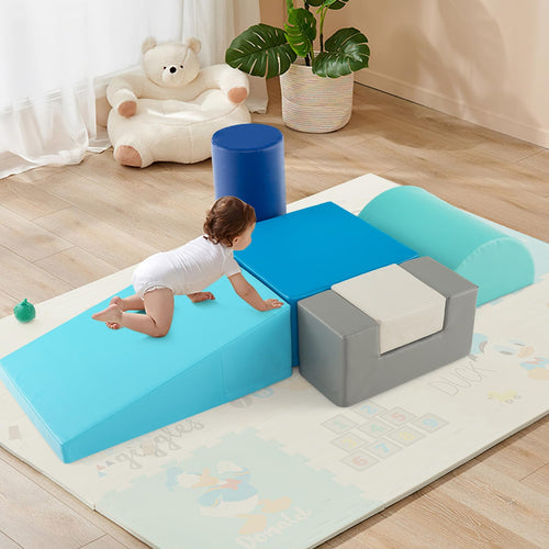 Foam Climbing Blocks for Toddlers 1-3, 6 Pieces Indoor Climb and Crawl Activity Playset with Rectangles