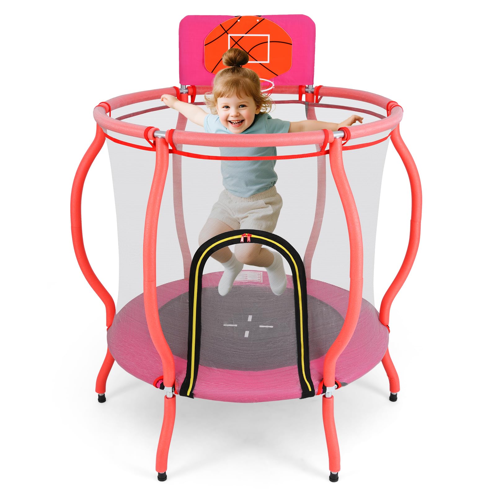 OLAKIDS 48" Trampoline for Kids, Indoor Outdoor Toddler Trampoline with Safety Enclosure Net