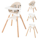 6-in-1 Convertible Wooden High Chair Baby High Chair with Double Dishwasher Safe Trays