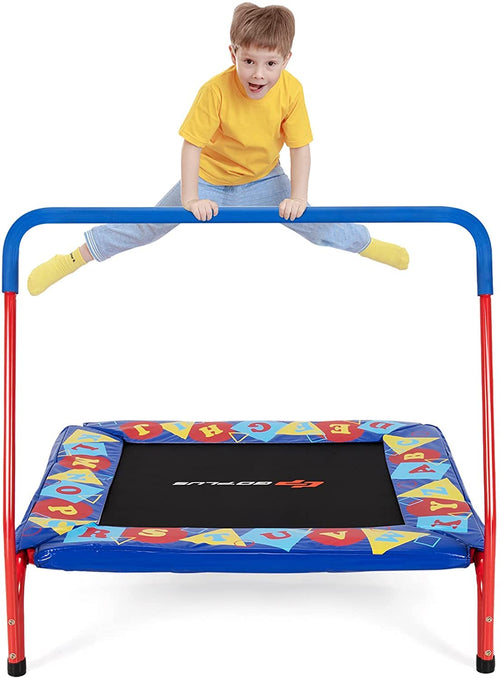 36” Square Toddler Trampoline, 150kg Load Mini Kids Trampoline, Indoor Outdoor Fitness Rebounder