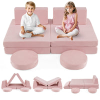 INFANS Modular Kids Play Couch 6 PCS Toddler Creative Sectional Fort Building Sofa for Playroom