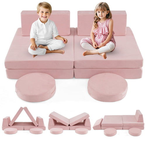 INFANS Modular Kids Play Couch 6 PCS Toddler Creative Sectional Fort Building Sofa for Playroom