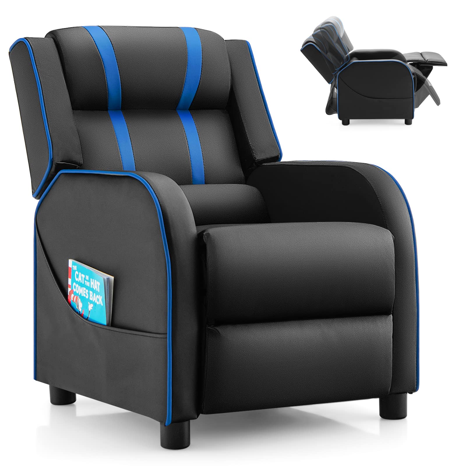 Kids Recliner Sofa Couch with Adjustable Backrest Footrest and High Density Sponge
