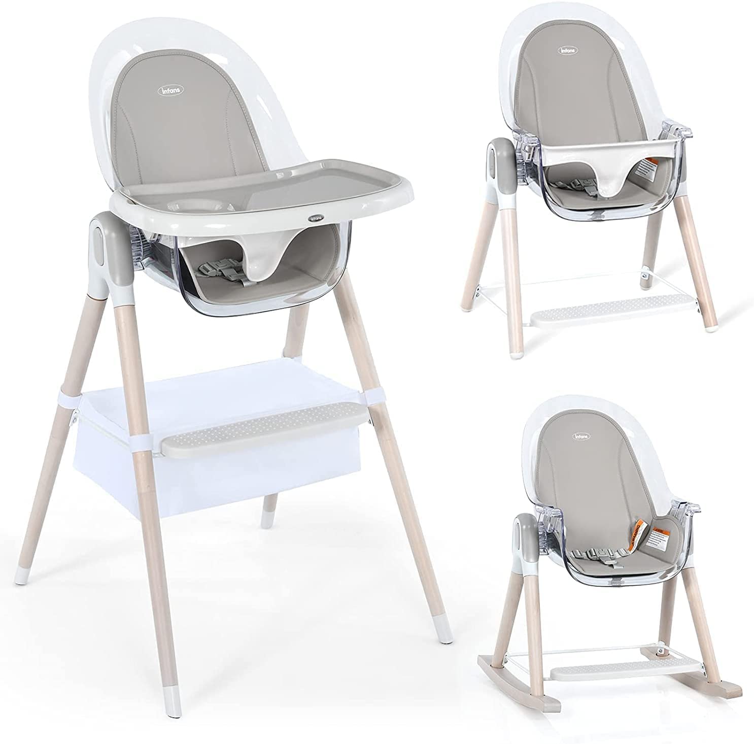 INFANS 3 in 1 Wooden Baby Highchair