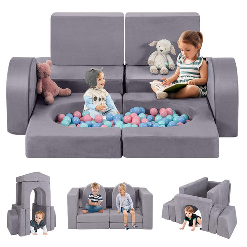 INFANS Modular Kids Play Couch 8 PCS Toddler Creative Sectional Building Sofa for Playroom