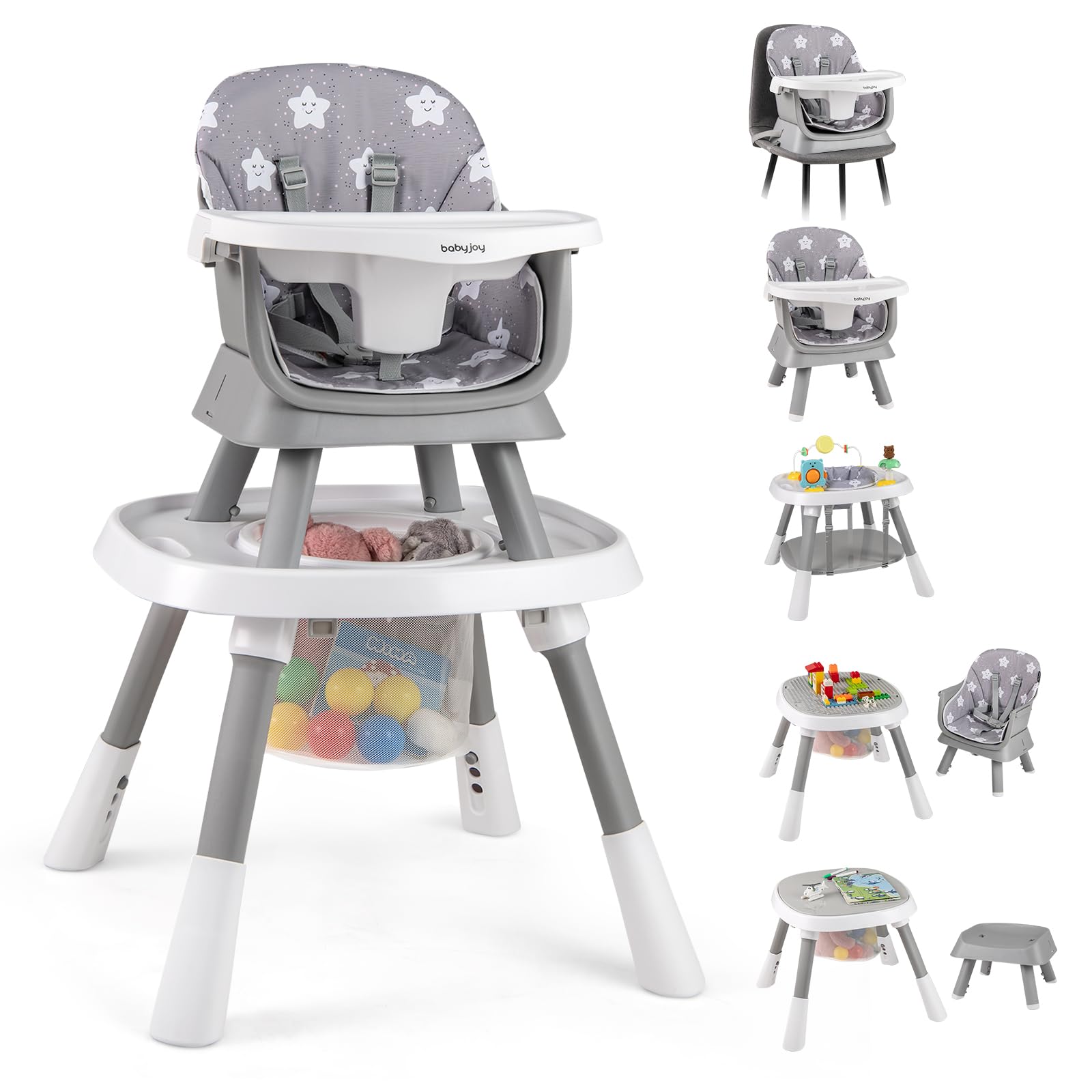 16-in-1 Baby High Chair Convertible Highchair for Babies and Toddlers with Activity Center