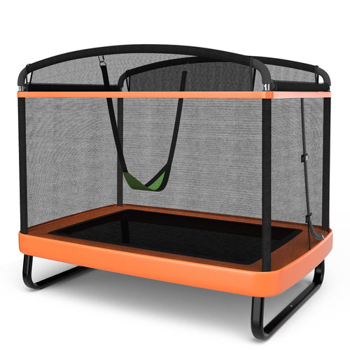 6FT Kids Recreational Trampoline, 2-in-1 Outdoor Toddler Trampoline w/Swing