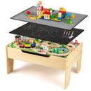 INFANS Train Table, 78 Pieces Wooden Kids Activity Toy Table Playset with Reversible Detachable Blackboard Tabletop