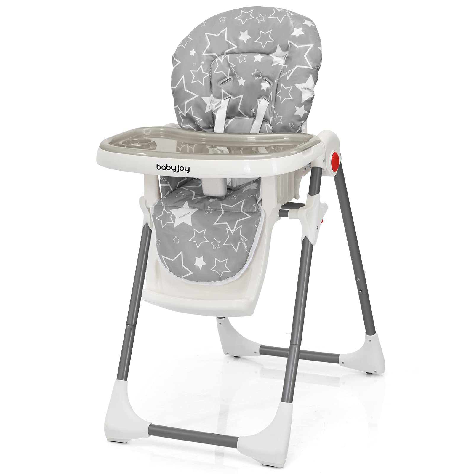 Folding Baby Highchair Eating Feeding Table Booster Seat with 6-Level Height Adjustment