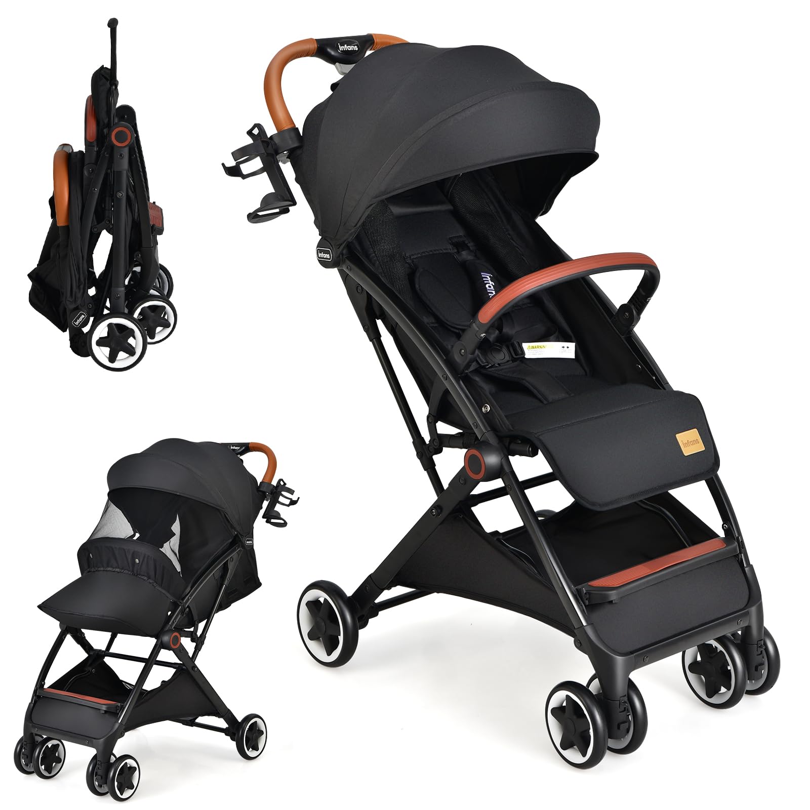 INFANS Travel Stroller, Lightweight Compact Baby Stroller for Airplane
