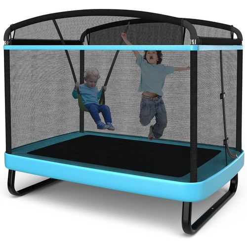 6FT Kids Recreational Trampoline, 2-in-1 Outdoor Toddler Trampoline w/Swing
