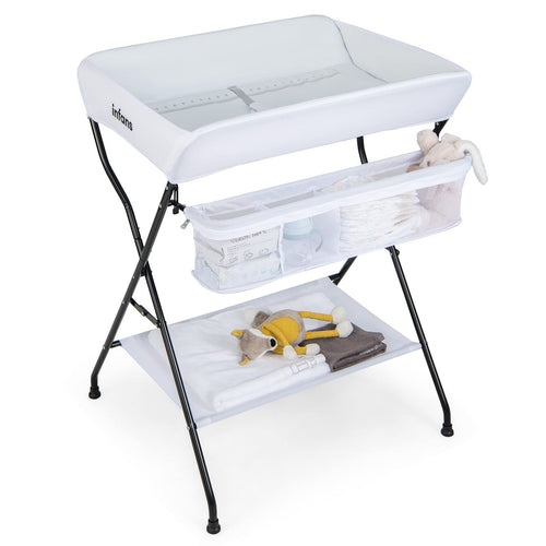 INFANS Baby Portable Changing Table Infant Diaper Station with Storage Basket & Shelf