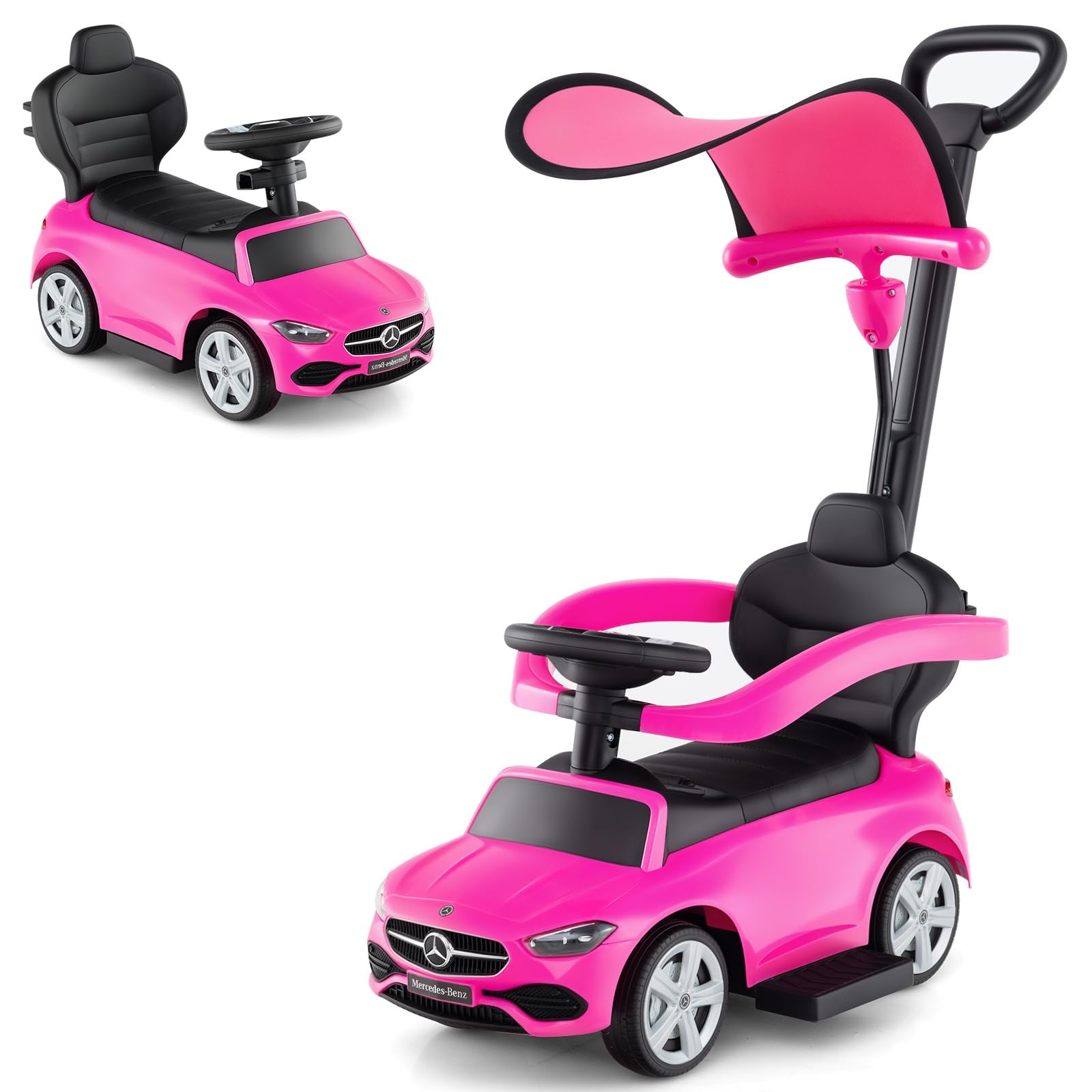 Licensed Mercedes Benz Push Car for Toddlers by INFANS 3 in 1 Sliding Walking Car with Push Handle
