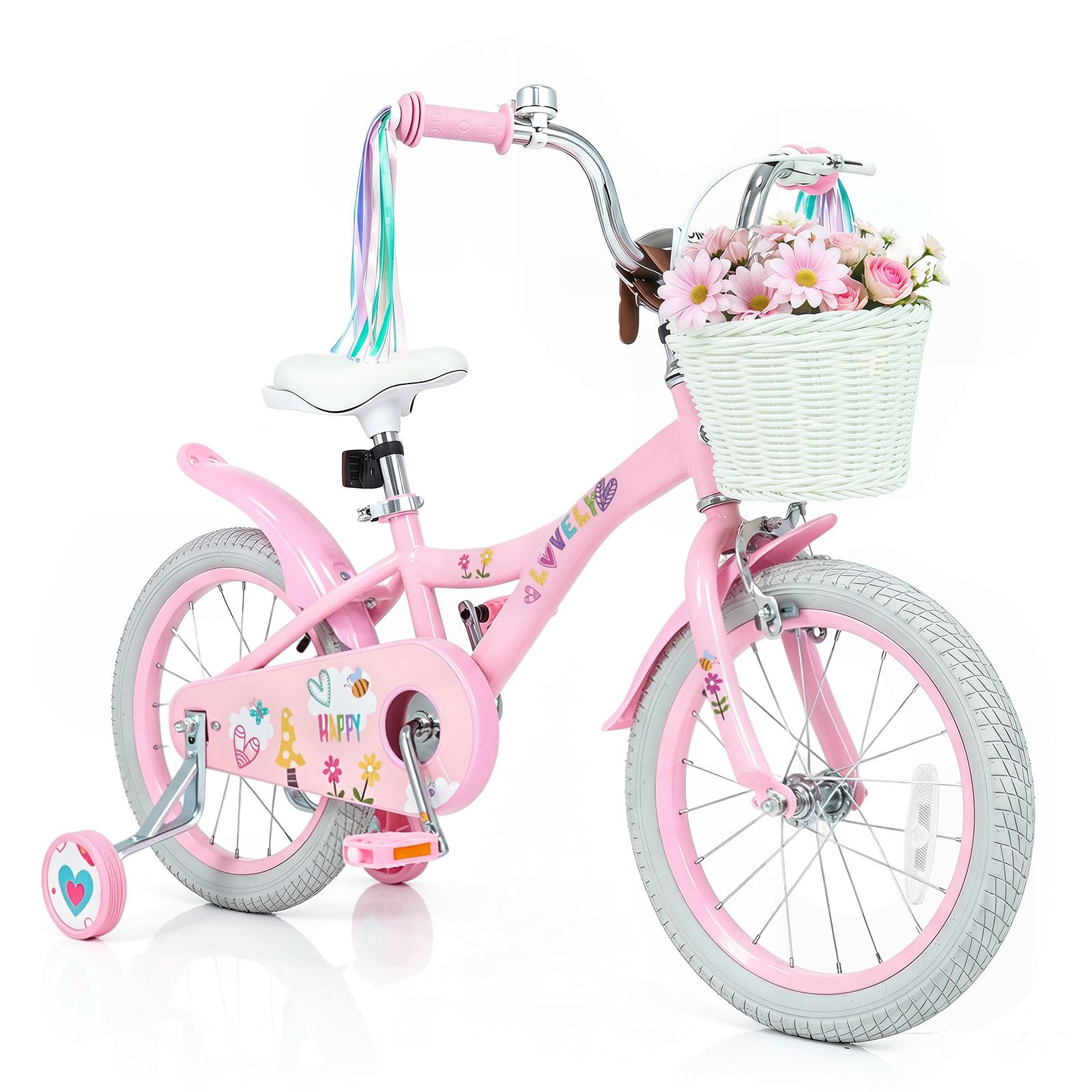 Kids Bike, 14 16 18 Inch Sweet Heart Theme Girls Bicycle