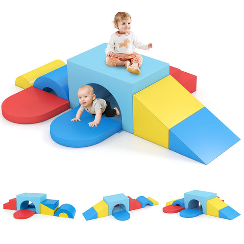 8 Pieces Baby Foam Blocks Soft Play Set with PU Leather, Kids Climber for 1+ Years