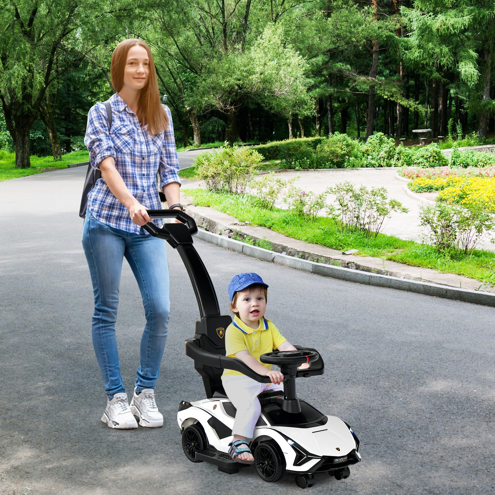 Licensed Lamborghini SIAN Ride on Push Car, 3 in 1 Baby Sliding
