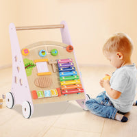 INFANS Wooden Baby Walker, Montessori Walker with Multiple Activity Toys