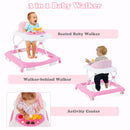 Foldable Baby Walker, 3 in 1 Toddler Walker Leaning-Seated Walk-Behind with Removable Music Tray