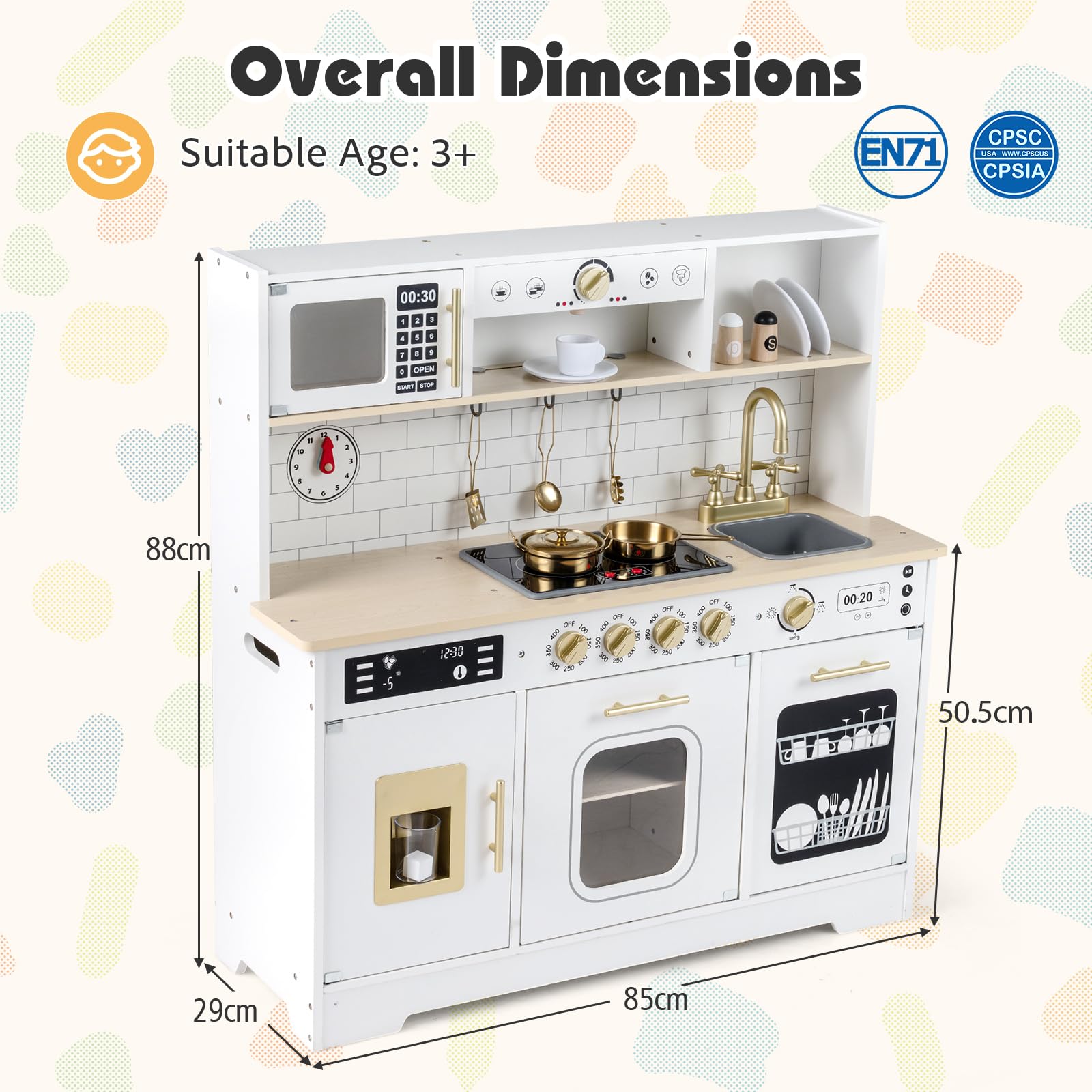 Play Kitchen for Kids with Realistic Lights and Sounds