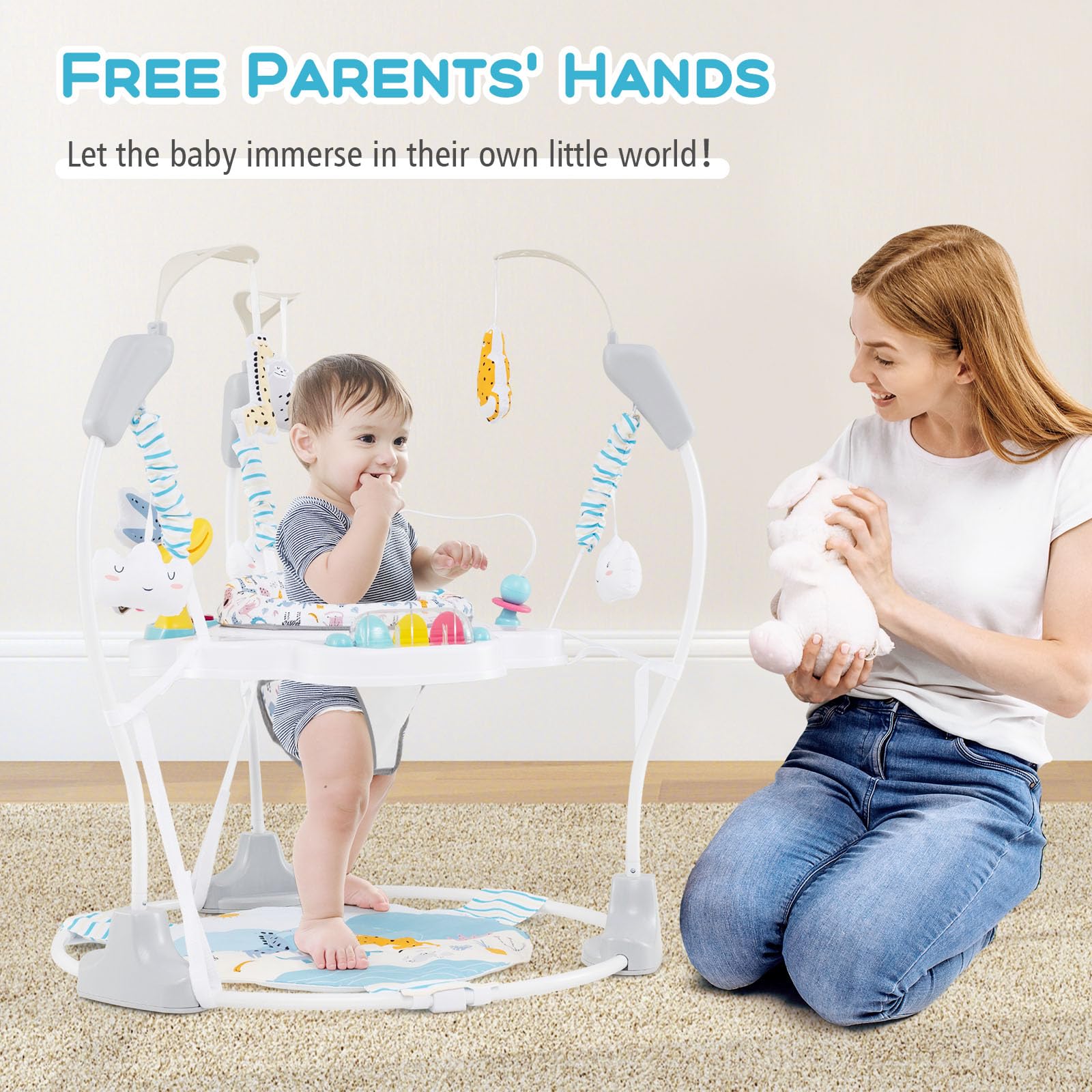 INFANS Baby Activity Center 3 in 1 Play Center Jumpers with Music