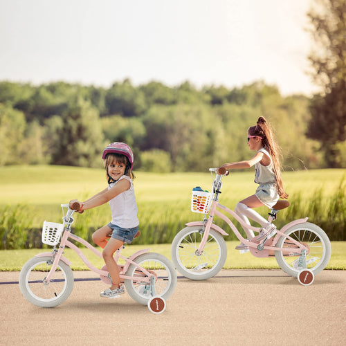 14 Inch Boys Girls Bike for 3-8 Years w/Training Wheels, Adjustable Handlebar & Seat