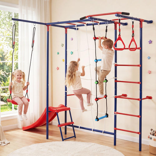 8 in 1 Swedish Ladder, Kids Indoor Outdoor Jungle Gym Playground