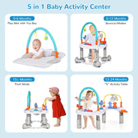 INFANS 5 in 1 Toddler Bouncing Activity Saucer Playtime Mat Activity Table with 360°Rotating Seat