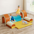 Toddler Climbing Toys Indoor, 10 Pieces Baby Foam Blocks Soft Play Set with PU Leather