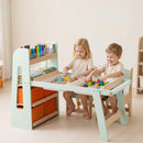 Sensory Table and Chairs Set for Toddlers, Wooden Activity Table with Paper Roll Holder,  Art Play Sand Water Desk