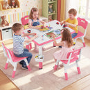 Kids Table and 4 Chairs Set, Height Adjustable Children Activity Desk with Graffiti Desktop 2 Storage Boxes
