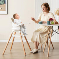 6-in-1 Convertible Wooden High Chair Baby High Chair with Double Dishwasher Safe Trays