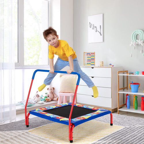36” Square Toddler Trampoline, 150kg Load Mini Kids Trampoline, Indoor Outdoor Fitness Rebounder