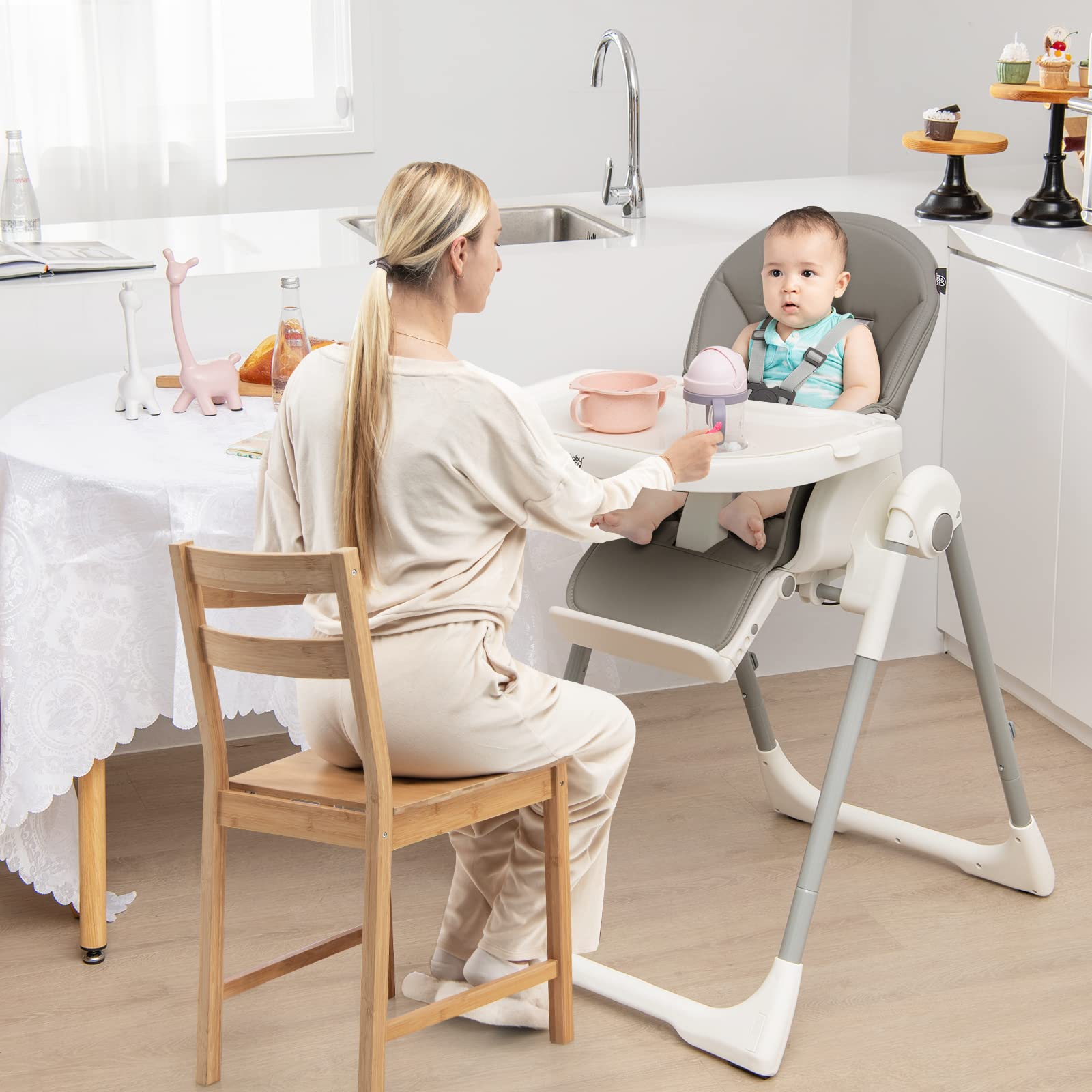 Baby High Chair Foldable Highchair w/Toy Bar Baby High Chair Foldable Highchair w/Toy