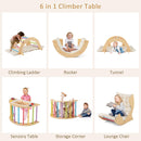 INFANS Wooden Arch Climber Rocker with Soft Cushion 6 in 1 Montessori Climbing Toys for Toddlers