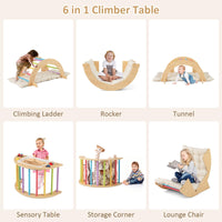 INFANS Wooden Arch Climber Rocker with Soft Cushion 6 in 1 Montessori Climbing Toys for Toddlers