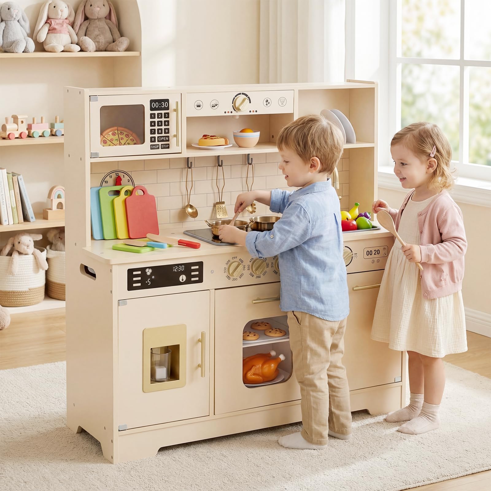 Play Kitchen for Kids with Realistic Lights and Sounds