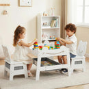 INFANS Kids Table and Chair Set, 4 in 1 Wooden Activity Desk