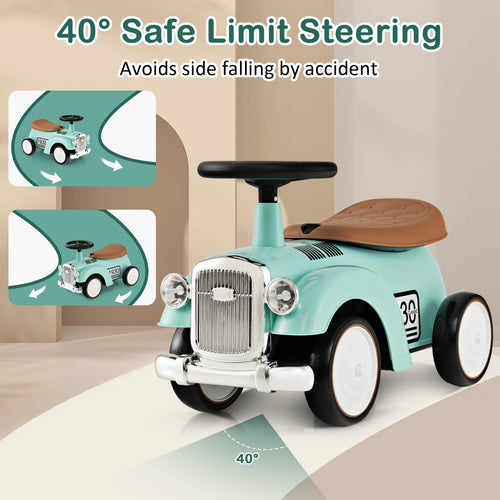 Retro Kids Ride-on Toy, Kids Vehicle Toy w/Under Seat Storage, Foot to Floor Riding Car for Boys Girls 18-36 Months