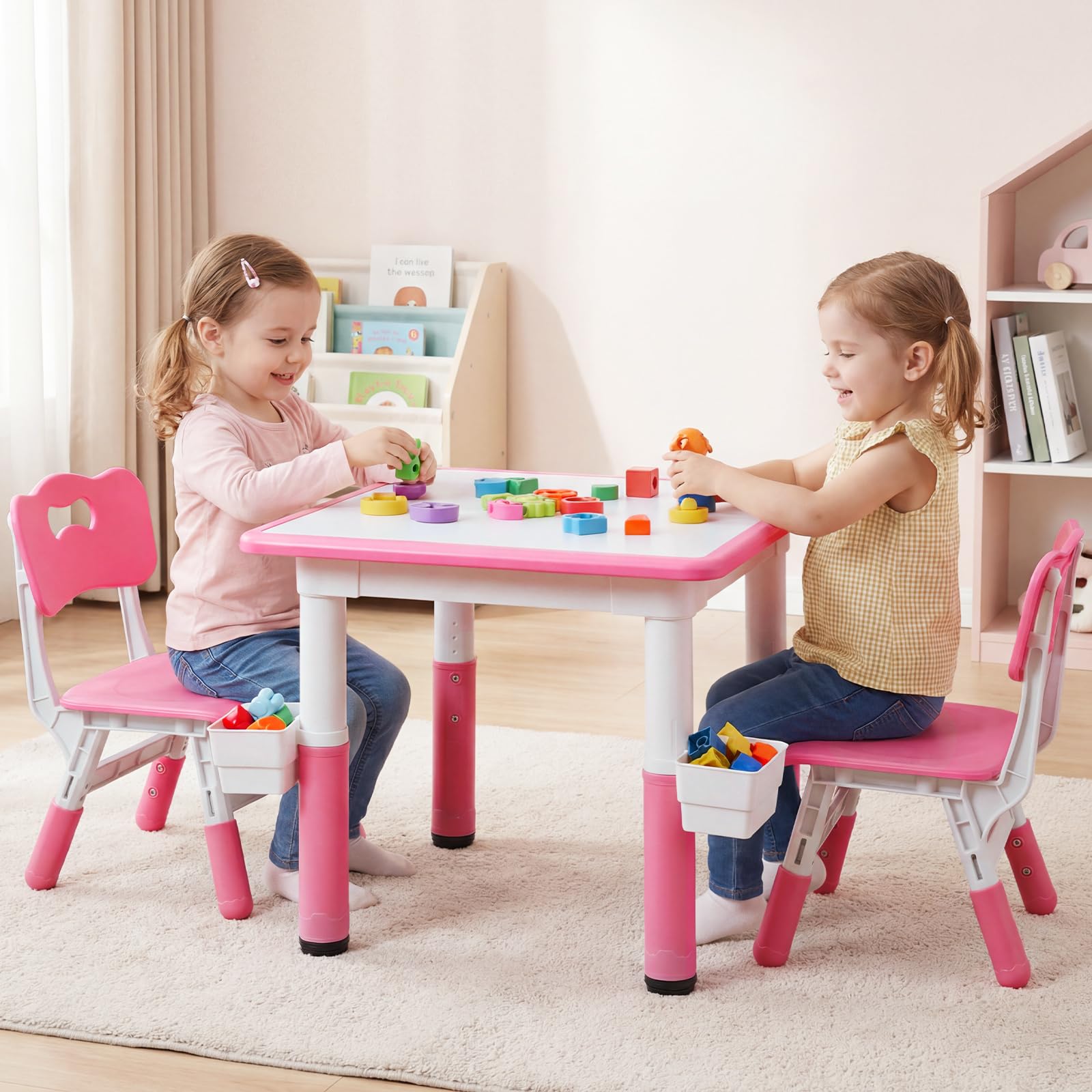 Kids Table and Chair Set, Height Adjustable Toddler Activity Desk