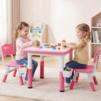 Kids Table and Chair Set, Height Adjustable Toddler Activity Desk with Graffiti Desktop Storage Boxes