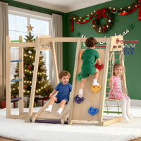 Indoor Jungle Gym, 9 in 1 Wooden Montessori Baby Climbing Toys