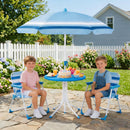 Kids Picnic Table, Outdoor Toddler Patio Furniture Set with 2 Folding Chairs Adjustable Foldable Umbrella
