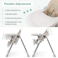 3-In-1 Baby High Chair, Kids Dining Highchair with Reclining Seat